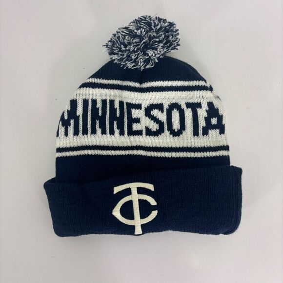 MLB Accessories - MLB Minnesota Twins Baseball Navy Blue & White Pom Pom Cuffed Winter Hat